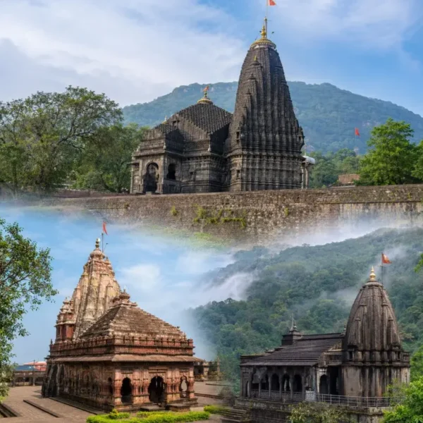 Three Jyotirlinga temples of Maharashtra with Trimbakeshwar, Grishneshwar and Bhimashankar in daylight
