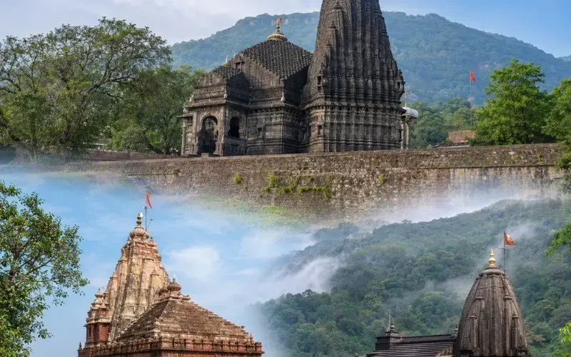 Three Jyotirlinga temples of Maharashtra with Trimbakeshwar, Grishneshwar and Bhimashankar in daylight