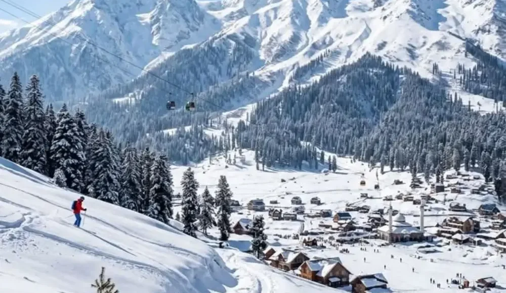 Grand Kashmir Experience with snow covered valley, mountain village, gondola ride and stunning winter landscape in Kashmir