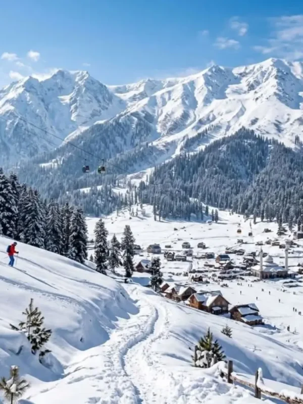 Grand Kashmir Experience with snow covered valley, mountain village, gondola ride and stunning winter landscape in Kashmir