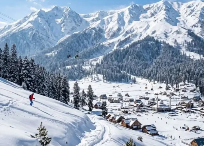 Grand Kashmir Experience with snow covered valley, mountain village, gondola ride and stunning winter landscape in Kashmir