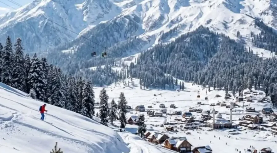 Grand Kashmir Experience with snow covered valley, mountain village, gondola ride and stunning winter landscape in Kashmir