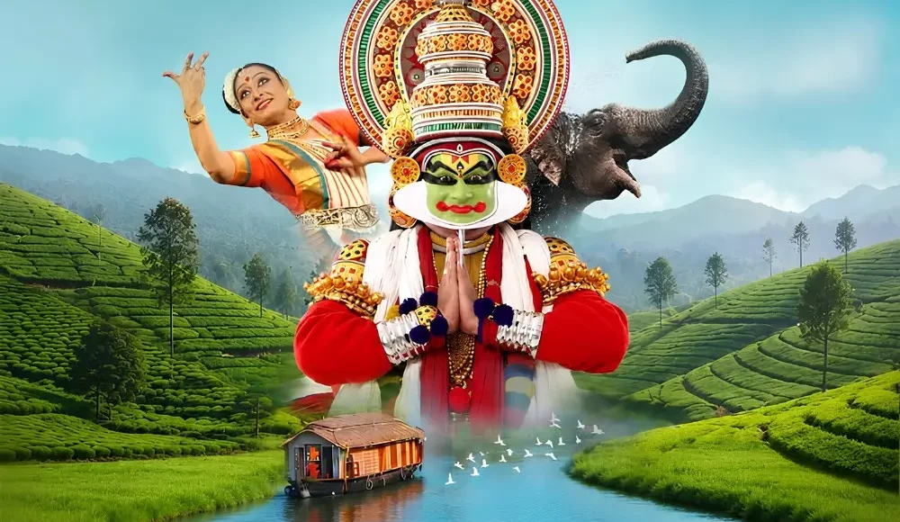 Grand Kerala Experience featuring Kathakali, classical dance, elephant, houseboat, tea gardens and scenic backwaters
