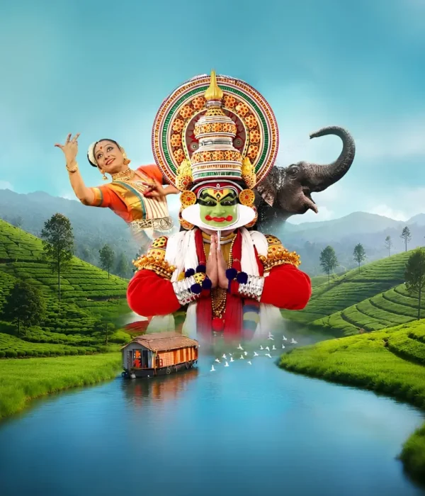 Grand Kerala Experience featuring Kathakali, classical dance, elephant, houseboat, tea gardens and scenic backwaters