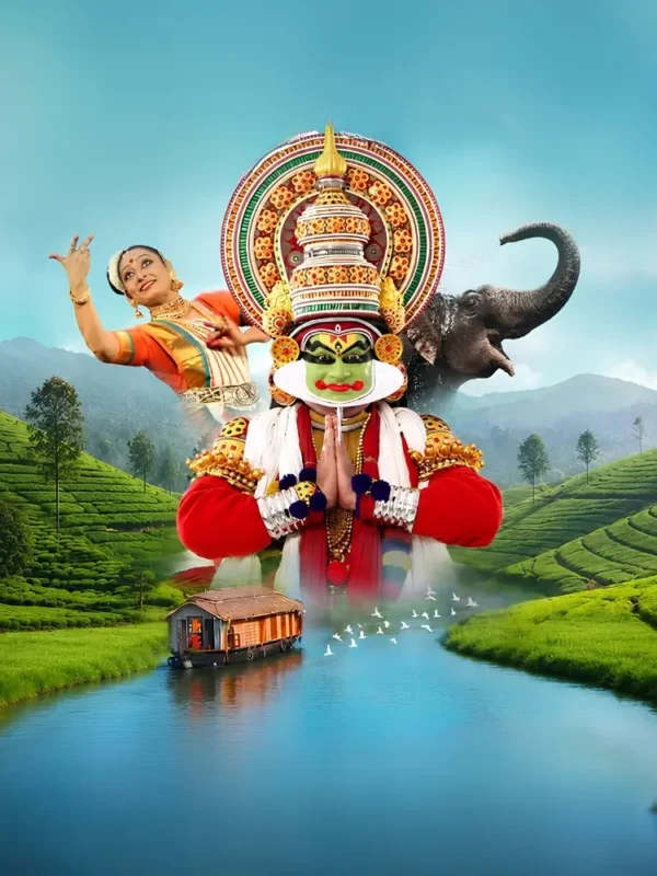 Grand Kerala Experience featuring Kathakali, classical dance, elephant, houseboat, tea gardens and scenic backwaters