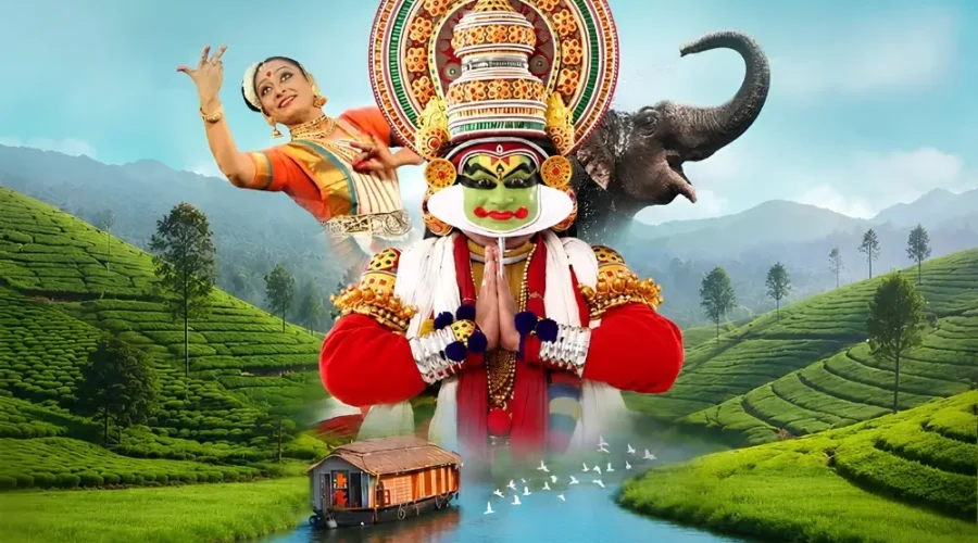 Grand Kerala Experience featuring Kathakali, classical dance, elephant, houseboat, tea gardens and scenic backwaters