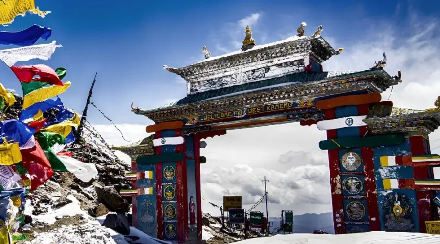 Grand Ladakh Explorer with Himalayan gateway, prayer flags, snow covered mountains and scenic high pass