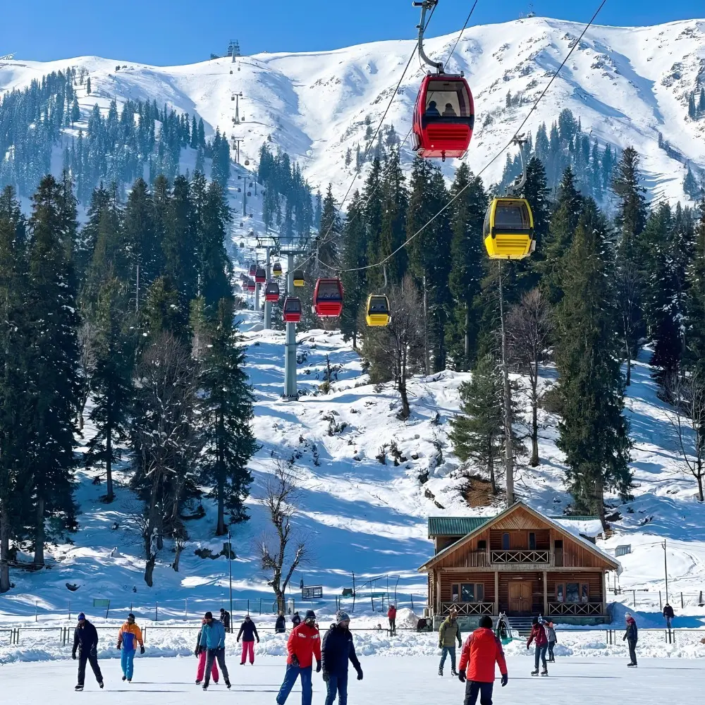 Kashmir Highlights Package with Gulmarg gondola, snow mountains, pine forest and winter adventure activities