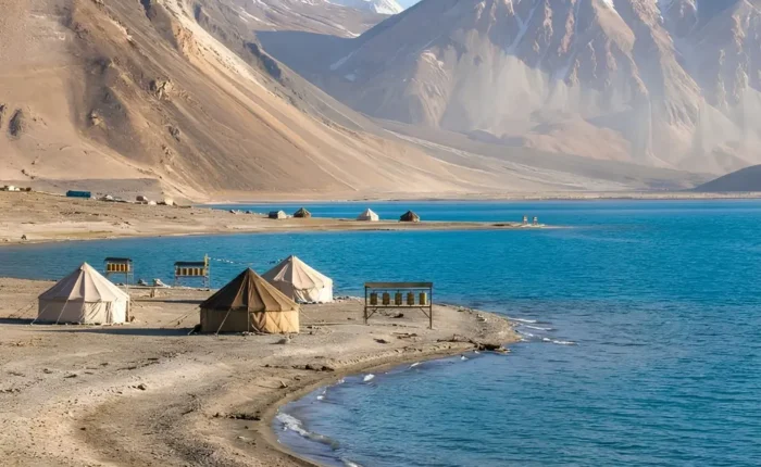 Leh Nubra Pangong package with Pangong Lake, mountain campsite, yaks and scenic Ladakh landscape