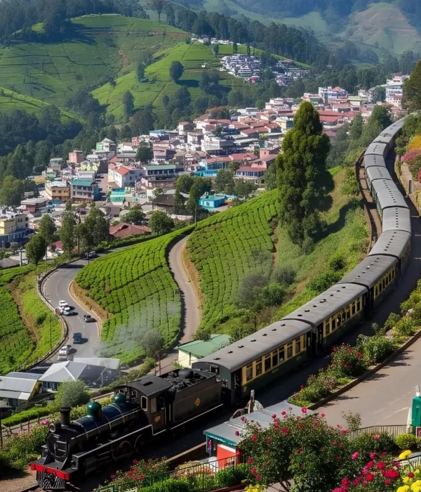 Mysore Coorg Ooty tour with Nilgiri mountain train, tea gardens, green hills and scenic South India landscape