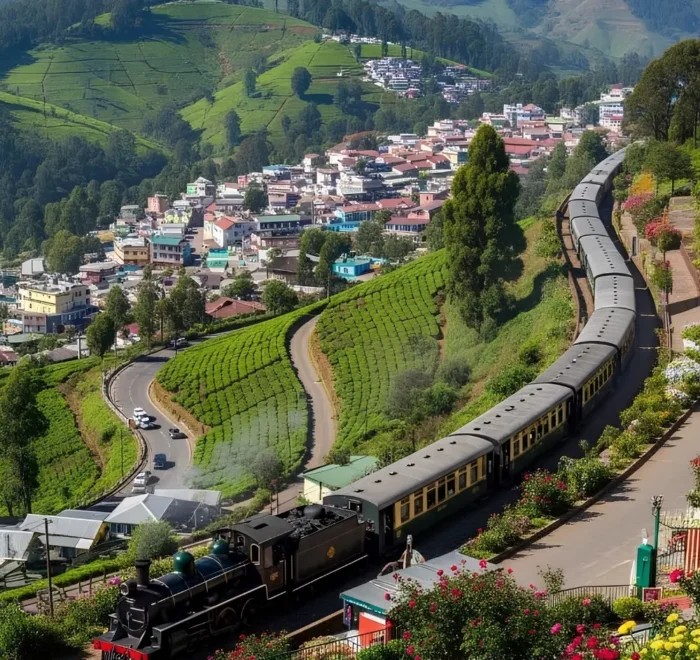 Mysore Coorg Ooty tour with Nilgiri mountain train, tea gardens, green hills and scenic South India landscape