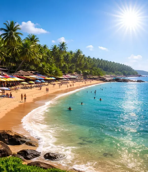 North Goa and South Goa package with palm beach, blue sea, water activities and tropical coastal holiday views