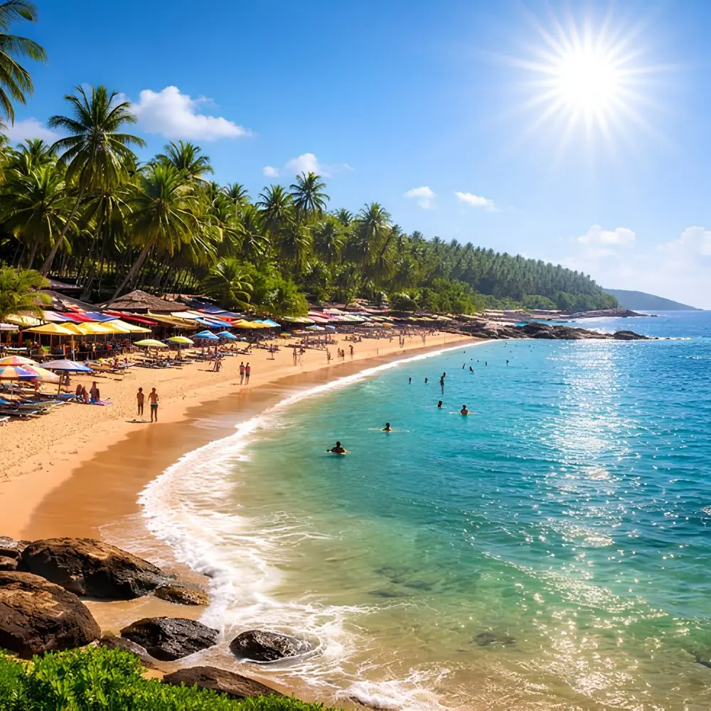 North Goa and South Goa package with palm beach, blue sea, water activities and tropical coastal holiday views