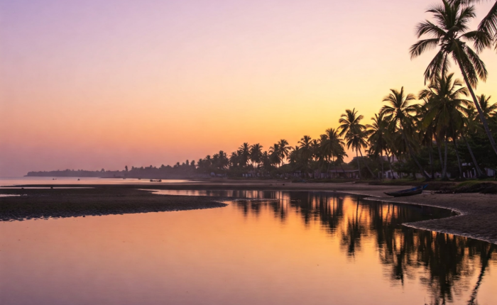 Devbagh Beach’s Golden Sunset and Backwater Serenity