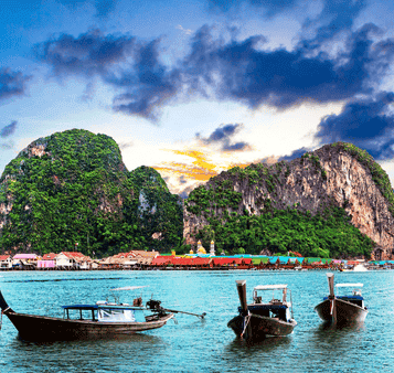 Spectacular view of tropical islands with lush greenery and limestone formations over turquoise waters, perfect for a scenic India tour or travel adventure.