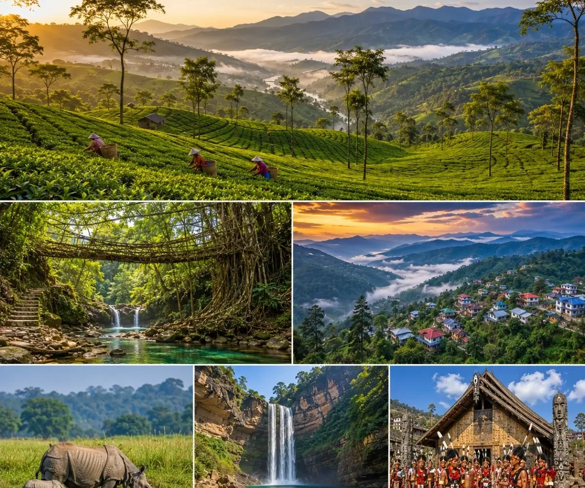 Assam, Meghalaya & Nagaland Tour Package featuring Kaziranga National Park, Shillong, Cherrapunji, Dawki and Kohima