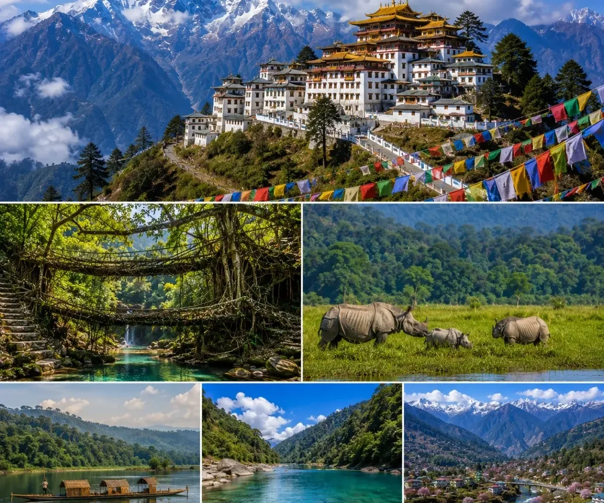 Assam, Meghalaya & Tawang Tour Package featuring Kaziranga National Park, Shillong, Cherrapunji, Dawki, Sela Pass and Tawang Monastery