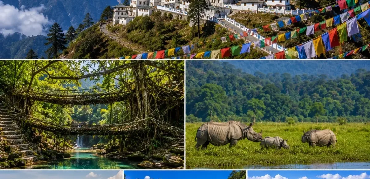 Assam, Meghalaya & Tawang Tour Package featuring Kaziranga National Park, Shillong, Cherrapunji, Dawki, Sela Pass and Tawang Monastery