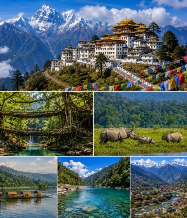 Assam, Meghalaya & Tawang Tour Package featuring Kaziranga National Park, Shillong, Cherrapunji, Dawki, Sela Pass and Tawang Monastery