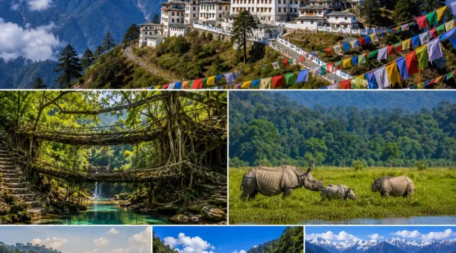 Assam, Meghalaya & Tawang Tour Package featuring Kaziranga National Park, Shillong, Cherrapunji, Dawki, Sela Pass and Tawang Monastery