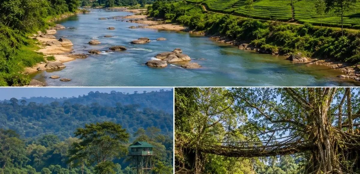 Assam & Meghalaya Tour Package featuring Kaziranga National Park, Shillong, Cherrapunji, Dawki Umngot River and Assam tea gardens