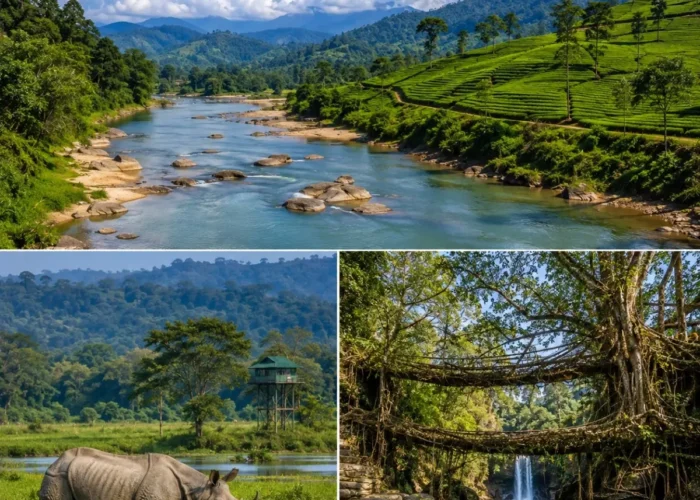 Assam & Meghalaya Tour Package featuring Kaziranga National Park, Shillong, Cherrapunji, Dawki Umngot River and Assam tea gardens