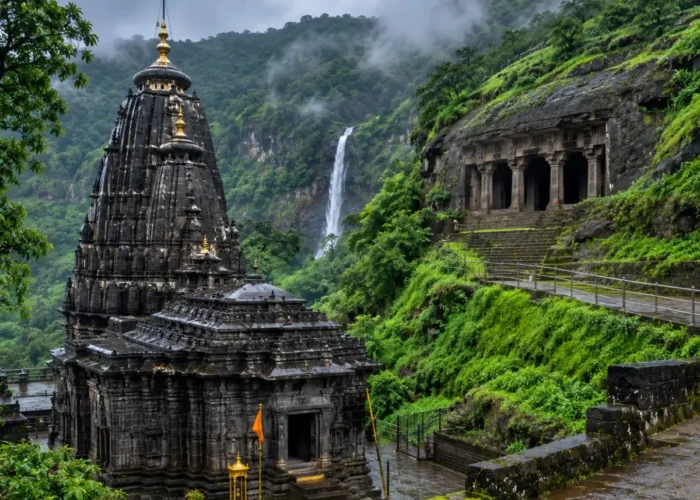 Bhimashankar Lenyadri Tour Package featuring Bhimashankar Jyotirlinga Temple, Lenyadri Ganpati Temple, ancient caves and scenic Sahyadri hills.