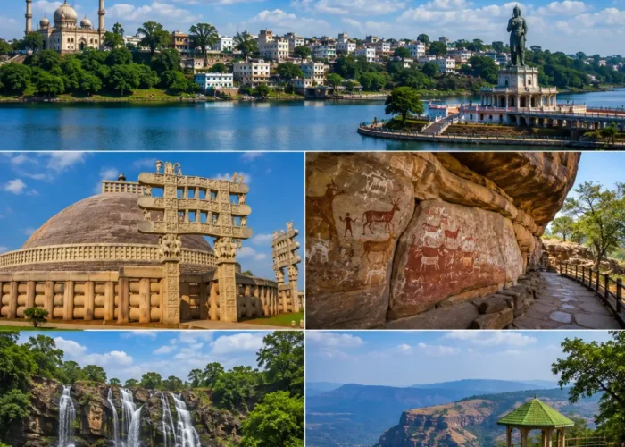 Bhopal Sanchi Bhimbetka Pachmarhi Tour Package featuring Sanchi Stupa, Bhimbetka Rock Shelters, Bee Falls, Dhupgarh and Upper Lake Bhopal.