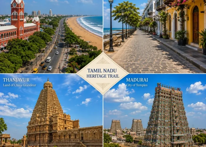 Chennai, Pondicherry, Thanjavur & Madurai Tour Package featuring Marina Beach, French Quarter, Brihadeeswarar Temple and Meenakshi Amman Temple