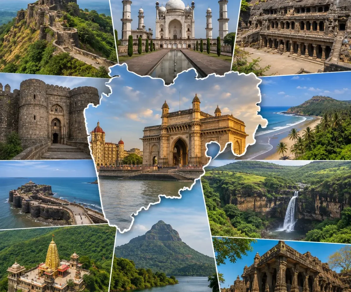 Complete Maharashtra Grand Tour Package featuring Mumbai, Mahabaleshwar, Ajanta Ellora Caves, Shirdi, Tadoba Tiger Reserve, Ganpatipule Beach and Raigad Fort.