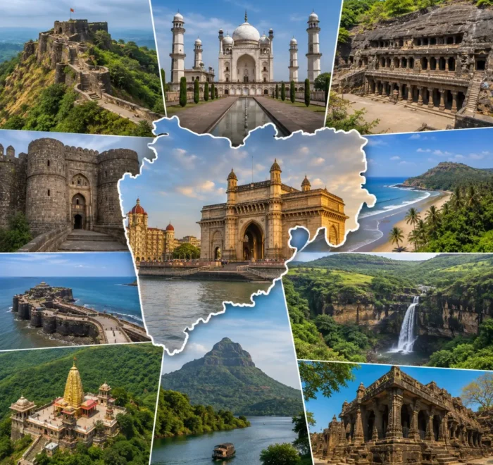 Complete Maharashtra Grand Tour Package featuring Mumbai, Mahabaleshwar, Ajanta Ellora Caves, Shirdi, Tadoba Tiger Reserve, Ganpatipule Beach and Raigad Fort.