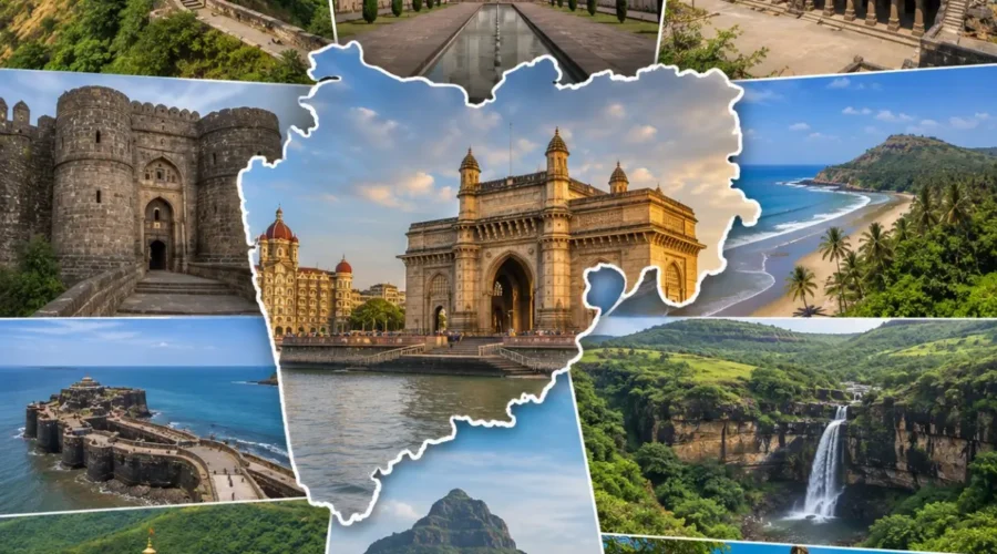 Complete Maharashtra Grand Tour Package featuring Mumbai, Mahabaleshwar, Ajanta Ellora Caves, Shirdi, Tadoba Tiger Reserve, Ganpatipule Beach and Raigad Fort.