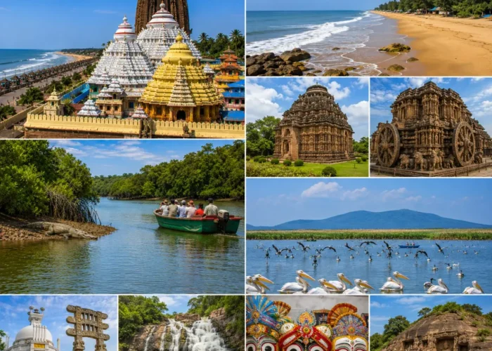 Complete Odisha Tour Package featuring Jagannath Temple Puri, Konark Sun Temple, Chilika Lake, Bhitarkanika National Park, Daringbadi and Lingaraj Temple.