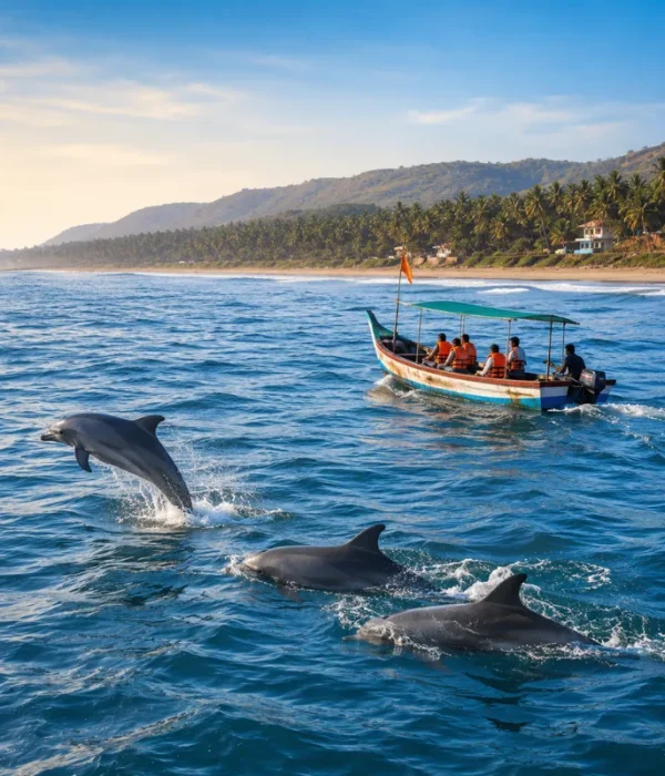 Dapoli Anjarle and Karde dolphin safari tour with Konkan beaches, fishing boats and scenic Arabian Sea coastline