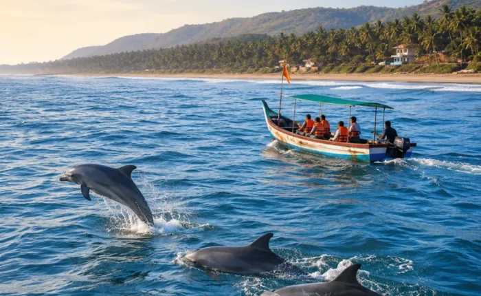 Dapoli Anjarle and Karde dolphin safari tour with Konkan beaches, fishing boats and scenic Arabian Sea coastline