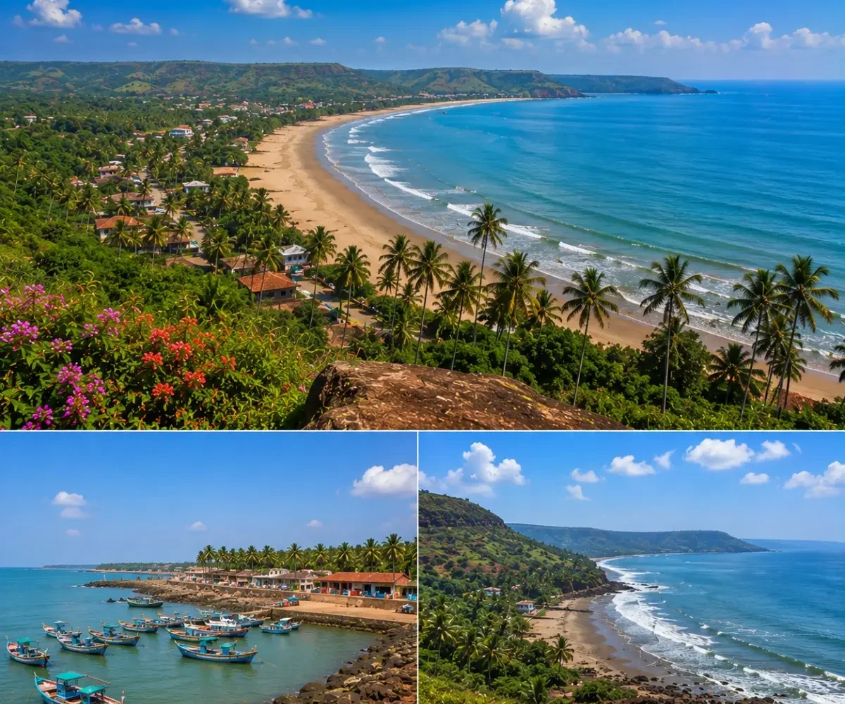 Dapoli Harnai Anjarle Tour Package featuring Harnai Beach, Anjarle Ganpati Temple, Karde Beach, Dolphin Safari and the scenic Konkan coastline.