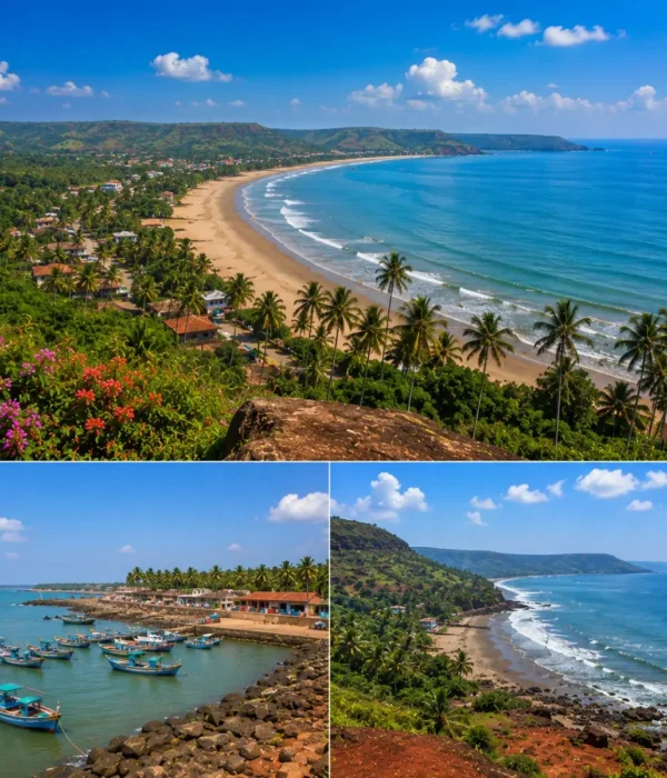 Dapoli Harnai Anjarle Tour Package featuring Harnai Beach, Anjarle Ganpati Temple, Karde Beach, Dolphin Safari and the scenic Konkan coastline.