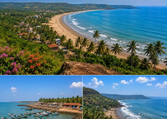 Dapoli Harnai Anjarle Tour Package featuring Harnai Beach, Anjarle Ganpati Temple, Karde Beach, Dolphin Safari and the scenic Konkan coastline.