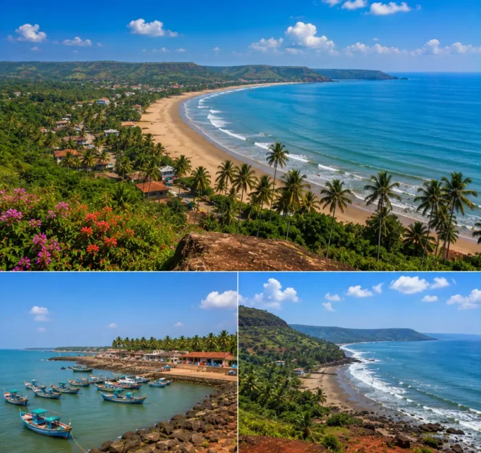 Dapoli Harnai Anjarle Tour Package featuring Harnai Beach, Anjarle Ganpati Temple, Karde Beach, Dolphin Safari and the scenic Konkan coastline.