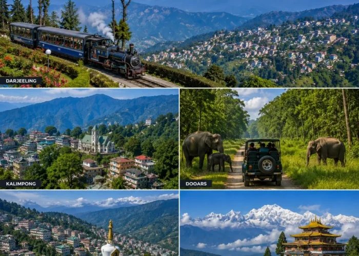 Darjeeling, Kalimpong, Dooars, Gangtok & Pelling Tour Package featuring Tiger Hill, tea gardens, Dooars forests, Tsomgo Lake and Kanchenjunga views