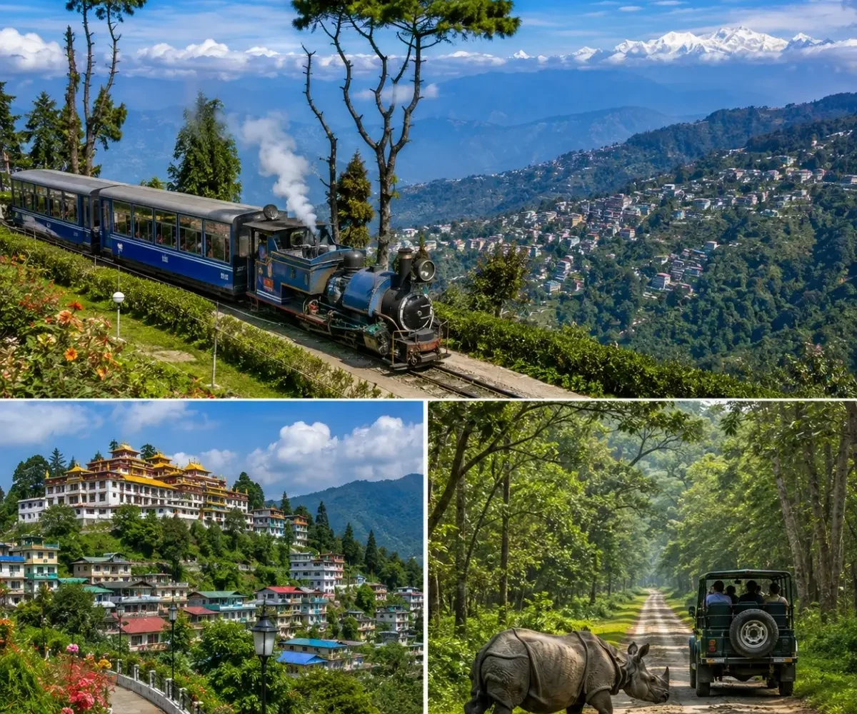 Darjeeling, Kalimpong & Dooars Tour Package featuring Tiger Hill, tea gardens, Kalimpong monasteries and Dooars wildlife safari