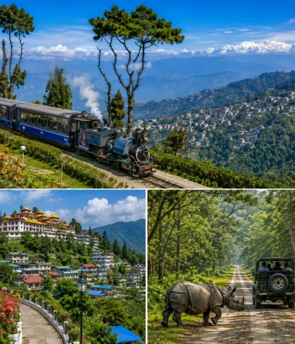 Darjeeling, Kalimpong & Dooars Tour Package featuring Tiger Hill, tea gardens, Kalimpong monasteries and Dooars wildlife safari