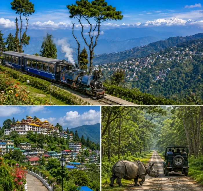 Darjeeling, Kalimpong & Dooars Tour Package featuring Tiger Hill, tea gardens, Kalimpong monasteries and Dooars wildlife safari