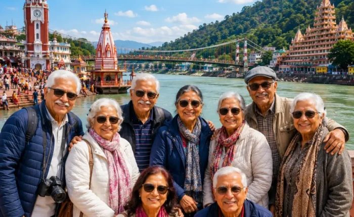 Haridwar Rishikesh Senior Citizen Tour Package featuring Har Ki Pauri, Ganga Aarti, Lakshman Jhula, Ram Jhula and peaceful spiritual experiences.