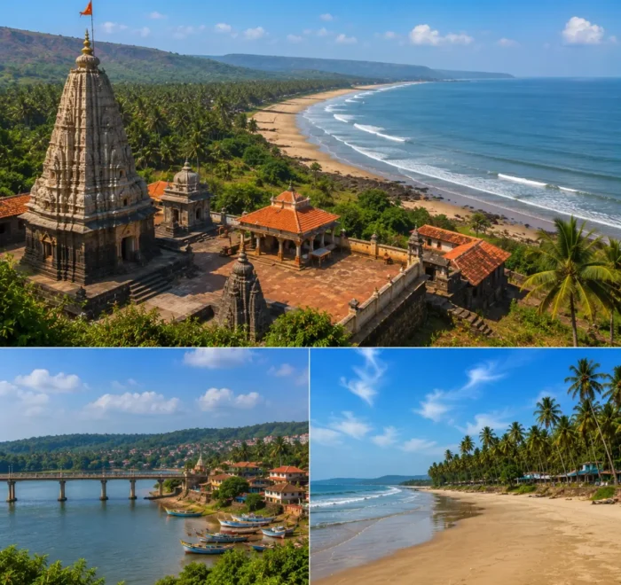 Harihareshwar Shrivardhan Diveagar Tour Package featuring Harihareshwar Beach, Shrivardhan Beach, Diveagar Beach, Harihareshwar Temple and the scenic Konkan coastline.