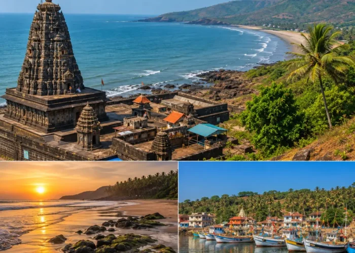 Harihareshwar Shrivardhan Tour Package featuring Harihareshwar Beach, Harihareshwar Temple, Shrivardhan Beach, Diveagar Beach and the scenic Konkan coastline.
