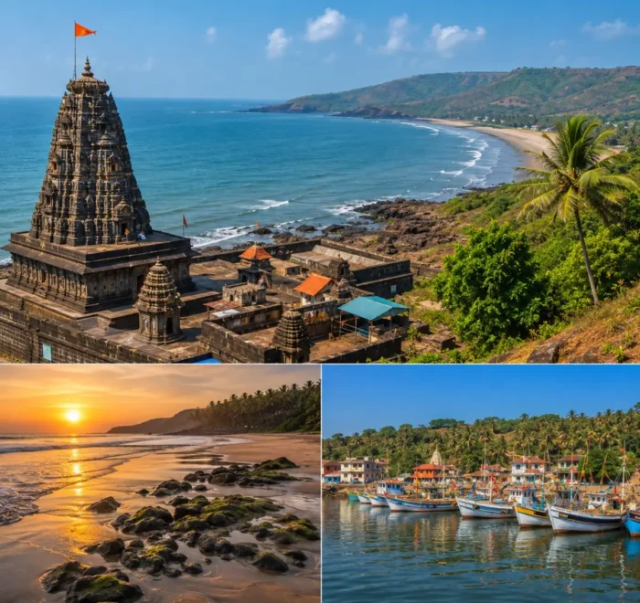 Harihareshwar Shrivardhan Tour Package featuring Harihareshwar Beach, Harihareshwar Temple, Shrivardhan Beach, Diveagar Beach and the scenic Konkan coastline.