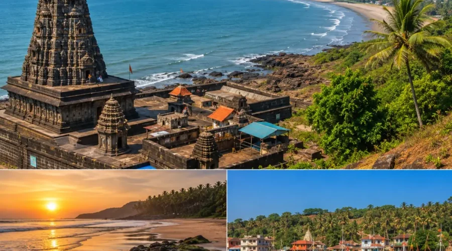 Harihareshwar Shrivardhan Tour Package featuring Harihareshwar Beach, Harihareshwar Temple, Shrivardhan Beach, Diveagar Beach and the scenic Konkan coastline.