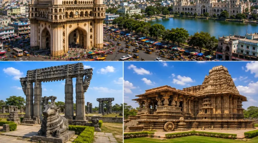 Hyderabad Warangal Ramappa Laknavaram Tour Package featuring Charminar, Warangal Fort, Ramappa Temple, Laknavaram Lake and Thousand Pillar Temple.