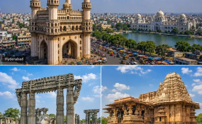Hyderabad Warangal Ramappa Tour Package featuring Charminar, Warangal Fort, Ramappa Temple, Thousand Pillar Temple and Bhadrakali Lake.